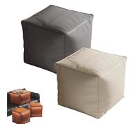 Generico Stuffable Cushion Bag, 2025 New Unstuffed Pouf Ottomans, 17 inch Floor Footrest Cushion Storage Solution for Living Rooms Bedrooms, Cube Decorative Footrest Storage Bag (Beige+Gray,S)