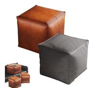 Generico Stuffable Cushion Bag, 2025 New Unstuffed Pouf Ottomans, 17 inch Floor Footrest Cushion Storage Solution for Living Rooms Bedrooms, Cube Decorative Footrest Storage Bag (Brown+Gray,S)