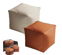 Generico Stuffable Cushion Bag, 2025 New Unstuffed Pouf Ottomans, 17 inch Floor Footrest Cushion Storage Solution for Living Rooms Bedrooms, Cube Decorative Footrest Storage Bag (Beige+Orange,L)