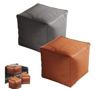 Generico Stuffable Cushion Bag, 2025 New Unstuffed Pouf Ottomans, 17 inch Floor Footrest Cushion Storage Solution for Living Rooms Bedrooms, Cube Decorative Footrest Storage Bag (Orange+Gray,S)
