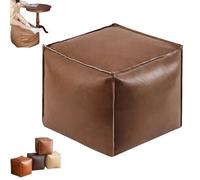 Generico Stuffable Cushion Bag Leather, 16 inch Floor Footrest Cushion Storage Solution, Unstuffed Faux Leather Pouf Cover for Living Rooms Bedrooms(Brown)