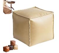 Generico Stuffable Cushion Bag Leather, 16 inch Floor Footrest Cushion Storage Solution, Unstuffed Faux Leather Pouf Cover for Living Rooms Bedrooms(Beige)