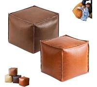 Generico Stuffable Cushion Bag Leather, Unstuffed Pouf Ottomans, 16 Inch Floor Footrest Cushion Storage Solution, for Living Rooms Bedrooms, Can Store Unused Clothes, Dolls, Blankets (Orange+Beige)