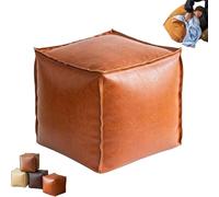 Generico Stuffable Cushion Bag Leather, Unstuffed Pouf Ottomans, 16 Inch Floor Footrest Cushion Storage Solution, for Living Rooms Bedrooms, Can Store Unused Clothes, Dolls, Blankets (Orange)