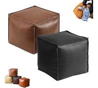 Generico Stuffable Cushion Bag Leather, Unstuffed Pouf Ottomans, 16 Inch Floor Footrest Cushion Storage Solution, for Living Rooms Bedrooms, Can Store Unused Clothes, Dolls, Blankets (Black+Coffee)