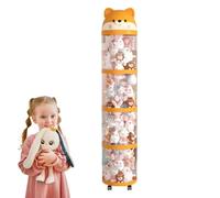 Generico Stuffed Animal Storage, Plush Storage Organizer Toy Tube with Zipper Lid and Wheels, Large Capacity Transparent Rolling Container for Stuffy Organization, Nursery, Bedroom, Playroom