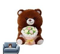 Generico Stuffed Animals - Cute Doll With Bouquet For Romantic Gestures | Ultra Soft Plush Companion With Everlasting Floral Accessory For Girlfriend, Wife And Girls