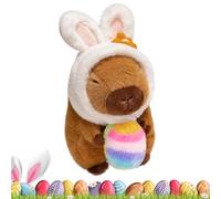 Generico Stuffed Capybara - 20cm Cuddly Toy Holding Easter Egg, Soft Plush Animal with Bunny Ear Hat | Home Living Room Nursery Sofa Travel Birthday Holiday Decoration Use