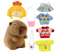 Generico Stuffed Capybara Plush Toy, Winter Dress-Up Doll with 4 Outfits, Soft Cartoon Animal Plushied Cute 25cm Collectible Figure for Kids, Adults, Gift, Festival Display, Room Decor, Playtime Use