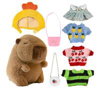 Generico Stuffed Capybara Plush Toy, Winter Dress-Up Doll with 4 Outfits, Soft Cartoon Animal Plushied Cute 25cm Collectible Figure for Kids, Adults, Gift, Festival Display, Room Decor, Playtime Use