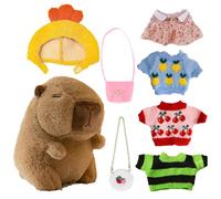 Generico Stuffed Capybara Plush Toy, Winter Dress-Up Doll with 4 Outfits, Soft Cartoon Animal Plushied Cute 25cm Collectible Figure for Kids, Adults, Gift, Festival Display, Room Decor, Playtime Use