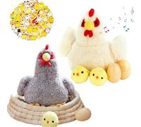 Generico Stuffed Chicken PlushInclude 100 adesivi a forma di pulcino.Toy with Zip Belly and Eggs or Chicks for Boys and Girls, Birthday, Christmas, Easter, (A)