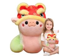 Generico Stuffed Snake Plush Toy with Lion Hat, 3D Soft Mascot Doll for Chinese New Year, Adorable Standing Snake, Cultural Holiday Decoration Gift, Cute Collectible Animal Toy for Kids and Adults