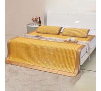 Generico Stuoia rinfrescante in bambù naturale for l'estate, pieghevole traspirante con base antiscivolo, comoda for letto, divano, dormitorio, for tutte le età(Yellow,1.5 * 1.95m)