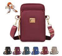 Generico Stylish 3-Layer Shoulder Crossbody Bag, Small Crossbody Cell Phone Bag for Women, Nylon Waterproof Mini Crossbody Purse (Red)