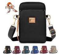 Generico Stylish 3-Layer Shoulder Crossbody Bag, Small Crossbody Cell Phone Bag for Women, Nylon Waterproof Mini Crossbody Purse (Black)