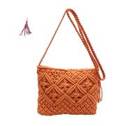 Generico Stylish Summer Woven Bag, Retro Cotton Rope Woven Bag,Soft, Stylish and Lightweight Travel,for perfect vacation choice (Orange)