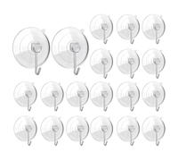 Generico Suction Cup Hooks - Suction Cup Hooks for Shower | 20pieces Clear Hook for Robe Towel Hangers | Reusable Transparent Pvc SuctionCups with Metal Hook fôr Wall Desk Bathroom Camping Tile