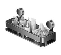 Generico Suction Cup Shelf, Wall Mounted Storage Rack, Strong Suction with 5 Hooks, No Drill Organizer for Spices and Gadgets, Kitchen, Bathroom, Pantry, Apartment, Rv, Camping, Carbon Steel