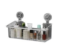 Genérico Suction Cup Storage Rack - No Punching Shower Shelf, Clear Bathroom Organizer Basket With Drainage Holes, Large Capacity PET Kitchen, Drill Free Wall Mount For Toilet Smooth Tile Glass