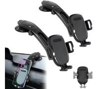 Generico Suction Type Downward Bending Phone Mount, 360 Degree Universal Windshield Silicone Downward Phone Mount, with One Button Release Suction, for Most Phones (Black* 2Pcs)