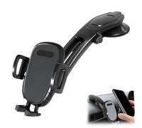 Generico Suction Type Downward Bending Phone Mount, Car Suction Cup Phone Mount, with One-Touch Release Clamp, Universal Car Windshield Silicone Suctions Cup 360 Degree Mounts Holder Stand (Black)
