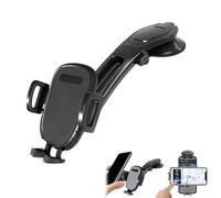 Generico Suction Type Downward Bending Phone Mount, Universal 360° Adjustable Car Windshield Silicone Dashboard Suction Cup, with One Button Release Clamp, for Most Phones (Black)