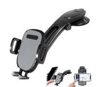Generico Suction Type Downward Bending Phone Mount, Universal 360° Adjustable Car Windshield Silicone Dashboard Suction Cup, with One Button Release Clamp, for Most Phones (Grey)