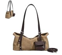 Generico Suede Shoulder Bag for Women, Trendy Faux Leather Armpit Bags with Shoulder Strap Coin Purse, Autumn Retro Small Handbag