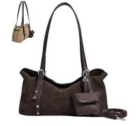 Generico Suede Shoulder Bag for Women, Trendy Faux Leather Armpit Bags with Shoulder Strap Coin Purse, Autumn Retro Small Handbag