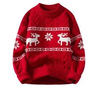 Genérico Suéter de Navidad de Cuello Redondo Mujer Hombre Invierno Jersey Manga Larga Elegante Retro Sweater de Navidad Pullover Casual Christmas Sweater Parejas para Otoño Invierno