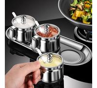 Generico Sugar Bowl - 500ml Stainless Steel Container With Lid And Spoon, Multi-Purpose Oil Pot For Sugar Salt Seasoning Storage | Durable Kitchen Accessory For Cooking Baking Tea Coffee Use