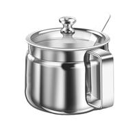 Genérico Sugar Bowl With Lid, Seasoning Container With Lid And Spoon, 500 ml Stainless Steel Canister For Kitchen Tea Sugar Salt Oil Seasoning Cooking