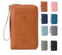 Generico Summer Simple Plain Passport Cases Back To School, Charm Infinite Travel Wallet, Multi-functional Zipper Travels Cards Holder, blocking card holder, for school, outdoor (Brown)