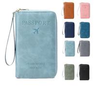 Generico Summer Simple Plain Passport Cases Back To School, Charm Infinite Travel Wallet, Multi-functional Zipper Travels Cards Holder, blocking card holder, for school, outdoor (Sky Blue)