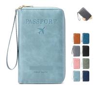 Generico Summer Simple Plain Passport Cases Back To School, Multi-functional Zipper Travel Card Holder, Travel Wallet, RFID Blocking Card Holder (Sky Blue)