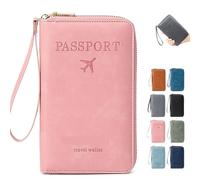 Generico Summer Simple Plain Passport Cases Back To School, Multi-functional Zipper Travel Card Holder, Travel Wallet, RFID Blocking Card Holder (Pink)