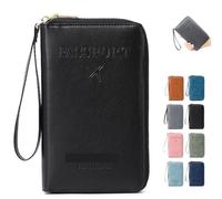 Generico Summer Simple Plain Passport Cases Back To School, Multi-functional Zipper Travel Card Holder, Travel Wallet, RFID Blocking Card Holder (Black)