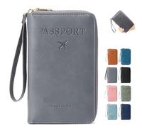 Generico Summer Simple Plain Passport Cases Back To School, Multi-functional Zipper Travel Card Holder, Travel Wallet, RFID Blocking Card Holder (Gray)