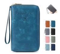 Generico Summer Simple Plain Passport Cases Back To School, Multi-functional Zipper Travel Card Holder, Travel Wallet, RFID Blocking Card Holder (Blue)