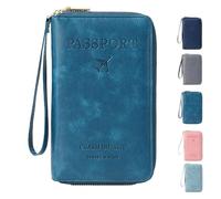 Generico Summer Simple Plain Passport Cases Back To School, Travel Wallet, Multi-functional Zipper Travel Card Holder, for school,travel,outdoor (Peacock Blue)