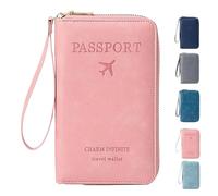 Generico Summer Simple Plain Passport Cases Back To School, Travel Wallet, Multi-functional Zipper Travel Card Holder, for school,travel,outdoor (Pink)