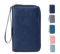 Generico Summer Simple Plain Passport Cases Back To School, Travel Wallet, Multi-functional Zipper Travel Card Holder, for school,travel,outdoor (Dark Blue)