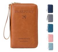 Generico Summer Simple Plain Passport Cases Back To School, Travel Wallet, Multi-functional Zipper Travel Card Holder, for school,travel,outdoor (Brown)