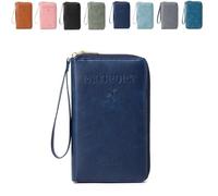 Generico Summer Simple Solid Color Passport Holder Back to School, RFID Blocking Card Holder, Multi-Function Zipper Travel Card Holder (Dark Blue)