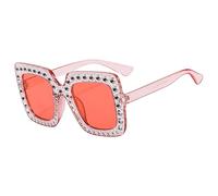 Genérico Sun Diamanti Diavolo - di scintillio scintillanti | alla moda cornice quadrata oversize, glamour accessorio, rosa, Consulte la descripción