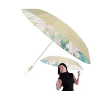 Generico Sun Umbrella - 16 Solid Ribs For Windproof Durability | Folding Travel Umbrella With UV Blocking & Wooden Handle | F0r Picnic Hiking Camping, Stylish For Rain Or Sun Travel Hiking Camping