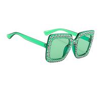 Genérico Sunglasses with Rhinestones - for Style | Gradient Rhinestone Sunglasses Featuring Glitter Square Frames, Perfect | Sunglasśes for Women Fōr Outdoor and Fashion Use, verde, Consulte la