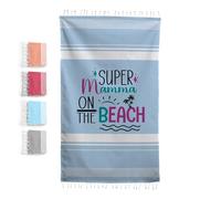 Generico Super Mamma on the Beach Telo Mare In Cotone Stampa 180x90cm Pareo con frange 80% cotone 20% poliestere Idea Regalo Compleanno Festa Estate Piscina Vacanze Spiaggia Donna Ragazza Vari Colori