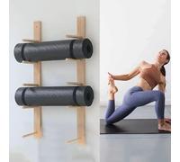 Generico Supporto a Parete per Tappetino da Yoga e Rullo in Schiuma, ripiano portaoggetti Multistrato in Legno, Organizer salvaspazio per Attrezzi da Palestra Domestica e Accessori Fitness.